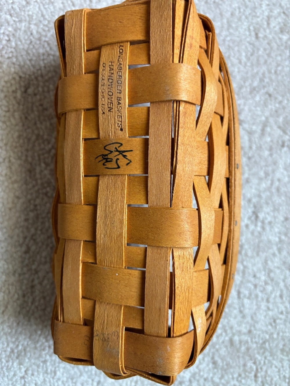 Longaberger Lavender Mini Booking Basket with Yellow Vine Liner and Protector - Picture 4 of 8